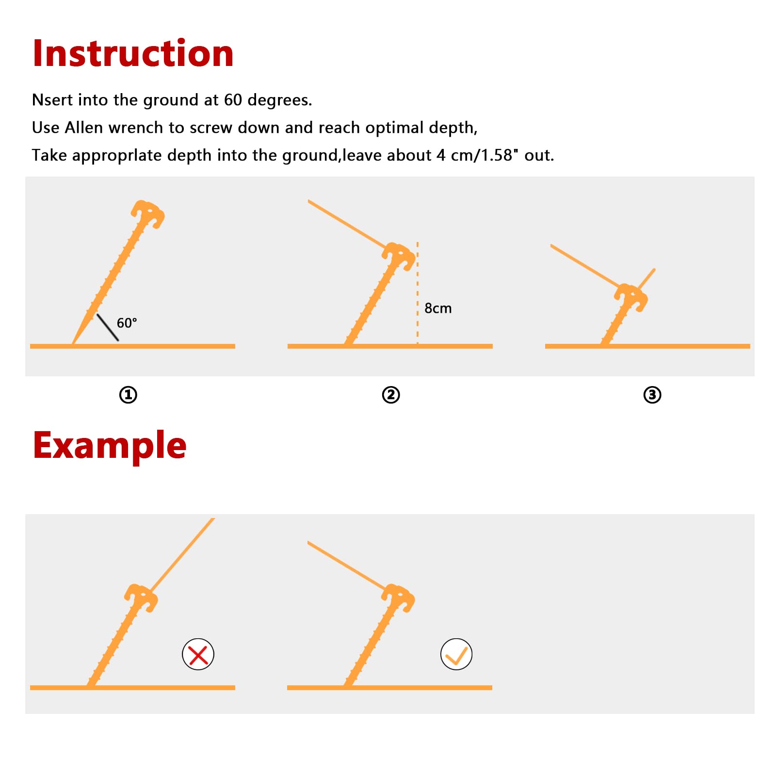 YHTIMIOX 15 Pcs Canopy Stakes Spiral Plastic Tent Pegs 10 inch Camping tent stakes peg Heavy Duty Beach Tent Pegs Orange