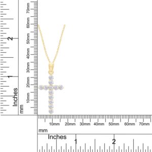 SAVEARTH DIAMONDS 1 1/10 Carat Round Cut Lab Created Moissanite Diamond Cross Pendant Necklace In 14K Yellow Gold Over Sterling Silver For Women With 18" Chain(VVS1 Clarity, 1.10 Cttw)