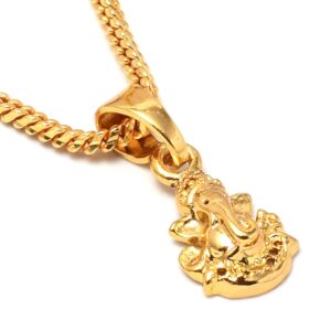 JewarHaat Indian Gold Plated Pendant Locket With Gold Plated Chain Daily Use Fashion Jewelry for Men, Women, (Ganesh - 1)