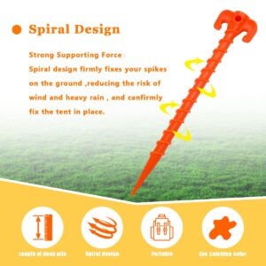 YHTIMIOX 15 Pcs Canopy Stakes Spiral Plastic Tent Pegs 10 inch Camping tent stakes peg Heavy Duty Beach Tent Pegs Orange