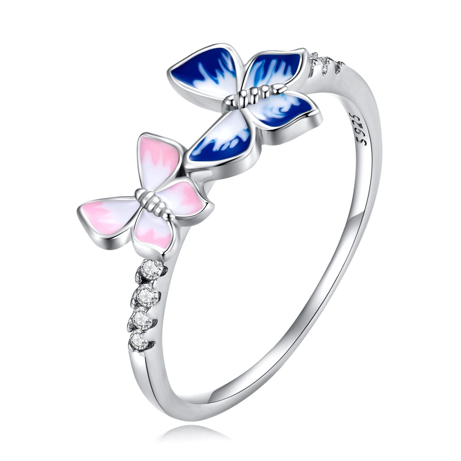 Teleye Butterfly Ring 925 Sterling Silver Engagement Ring Promise Ring for Women (8)