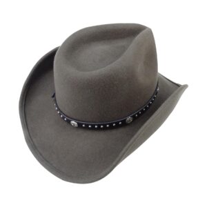 Western Hat Band for Cowboy Hats by Silver Canyon, Black Leather with Silver Star Concho and Studs