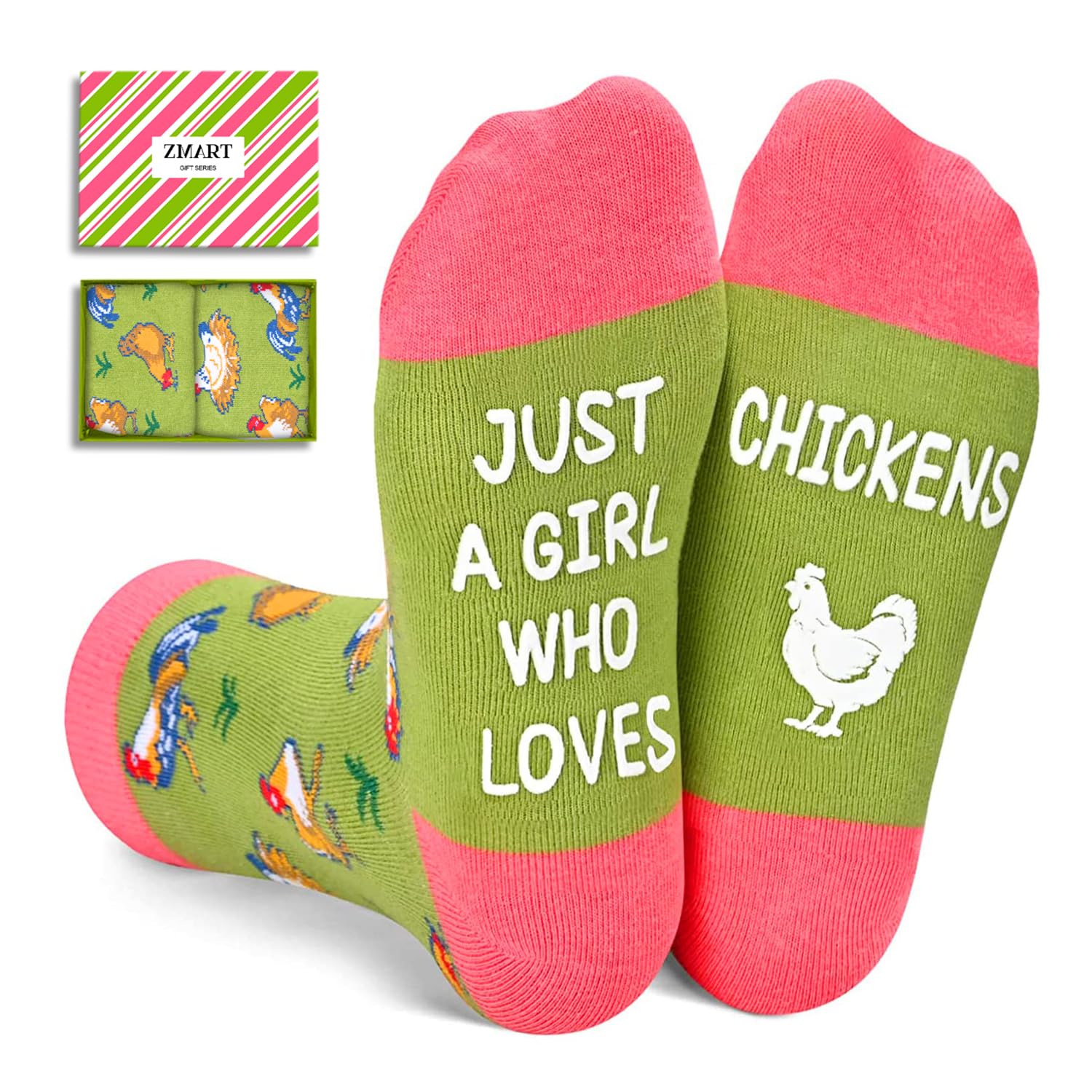 Zmart Kids Funny Socks Fun Socks girls Chicken Socks Teens, Cute Chicken Lover Gifts Animal Children 7-10 Years