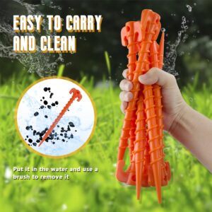 YHTIMIOX 15 Pcs Canopy Stakes Spiral Plastic Tent Pegs 10 inch Camping tent stakes peg Heavy Duty Beach Tent Pegs Orange