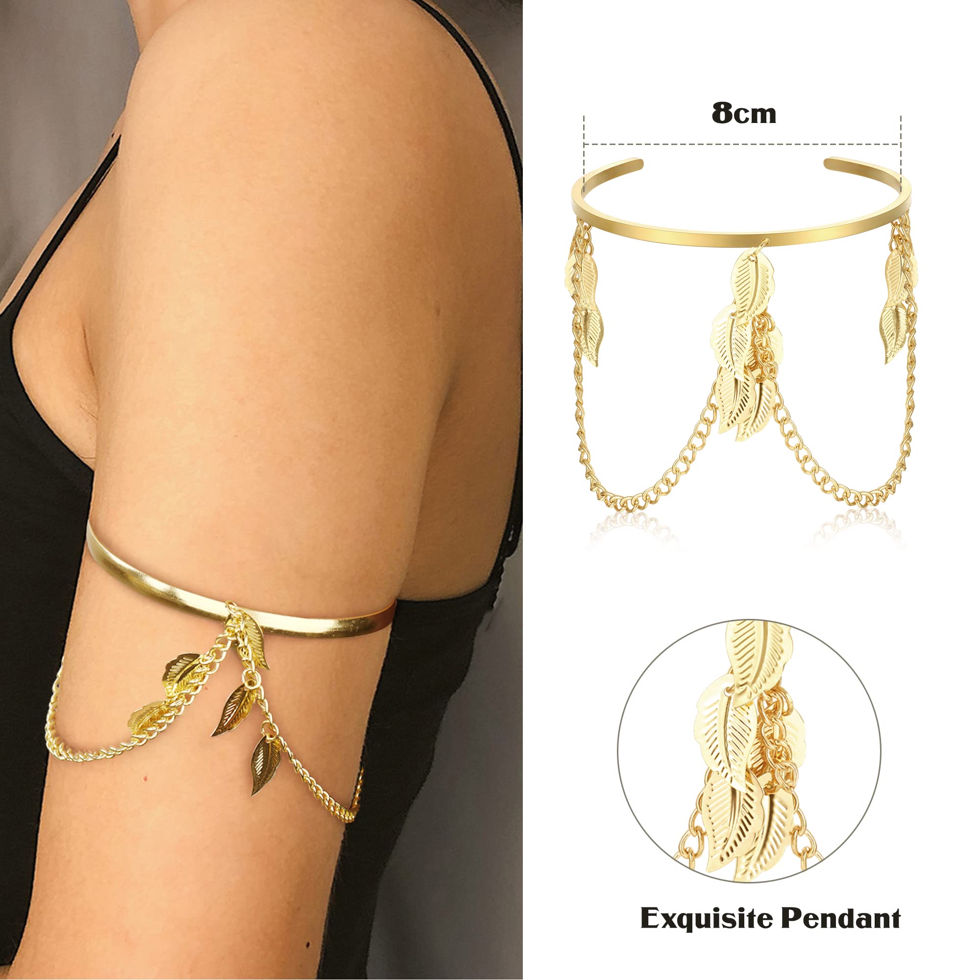 THUNARAZ Gold Arm Cuff Bracelet for Women Arm Bracelet Upper Arm Band Bangle Bracelet Minimalist Simple Adjustable Greek Armlet Wedding Party Jewelry