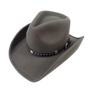 Western Hat Band for Cowboy Hats by Silver Canyon, Black Leather with Silver Star Concho and Studs