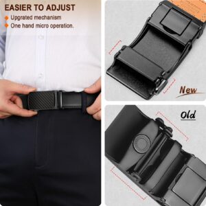 KEMISANT Belt Men, Sliding Ratchet Belt Genuine Leather For Gift Mens Dress Pants Oxfords,Size Adjustable(Black,34"-40" Waist Adjustable)