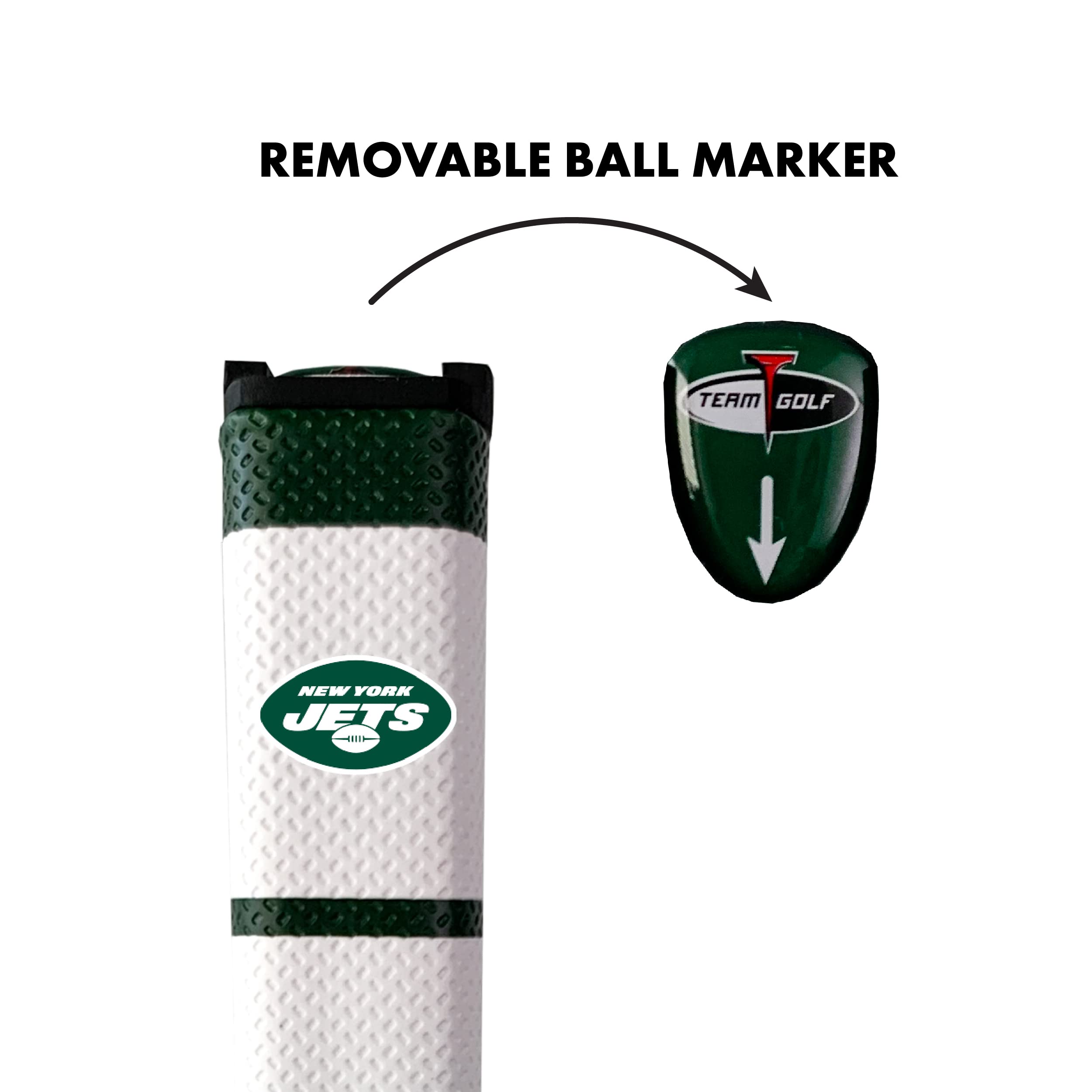 Team Golf NFL New York Jets Golf Putter Grip NFL Golf Putter Grip (Multi Colored) with Removable Ball Marker, Durable Wide Grip & Easy to Control