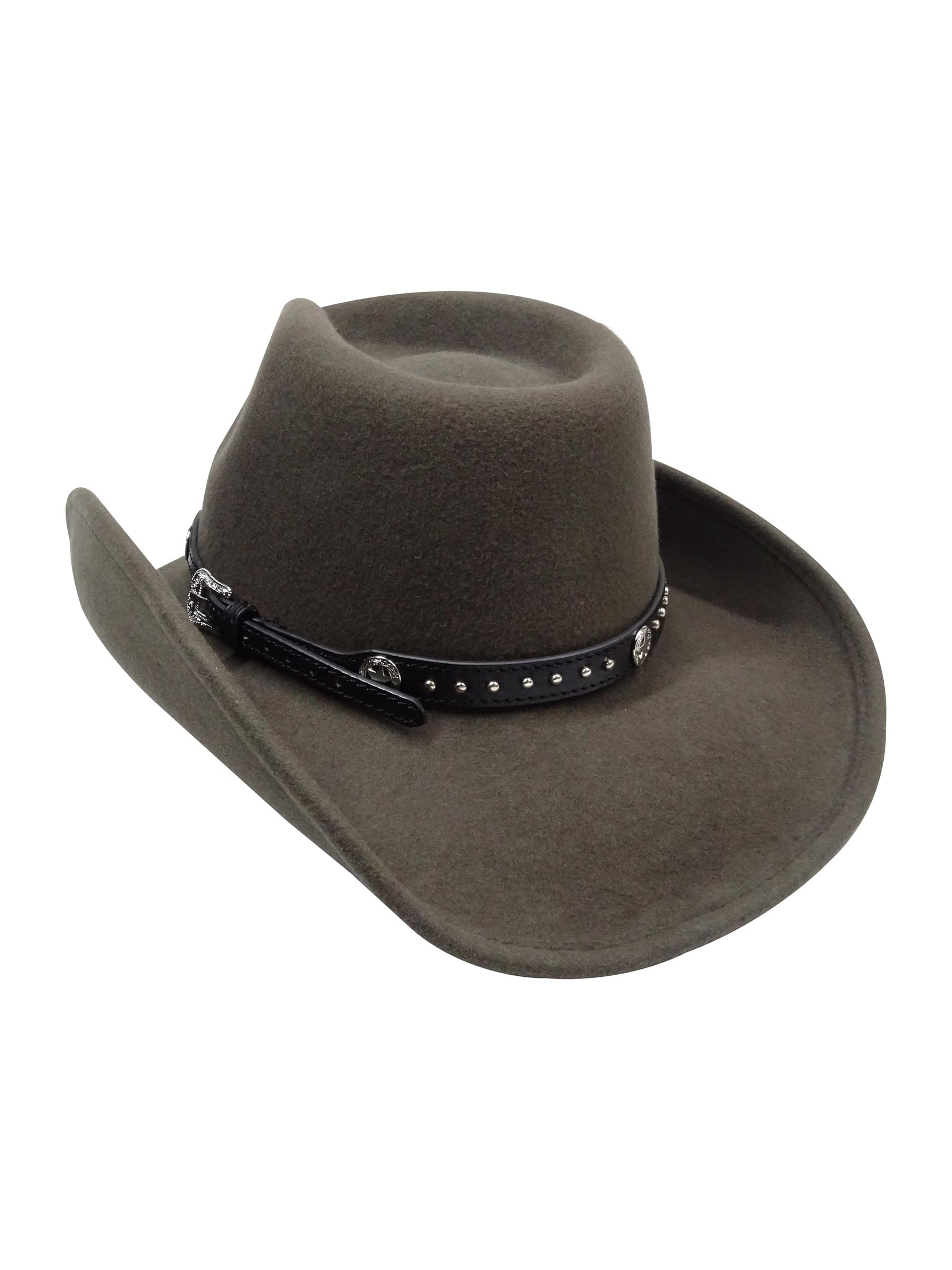 Western Hat Band for Cowboy Hats by Silver Canyon, Black Leather with Silver Star Concho and Studs