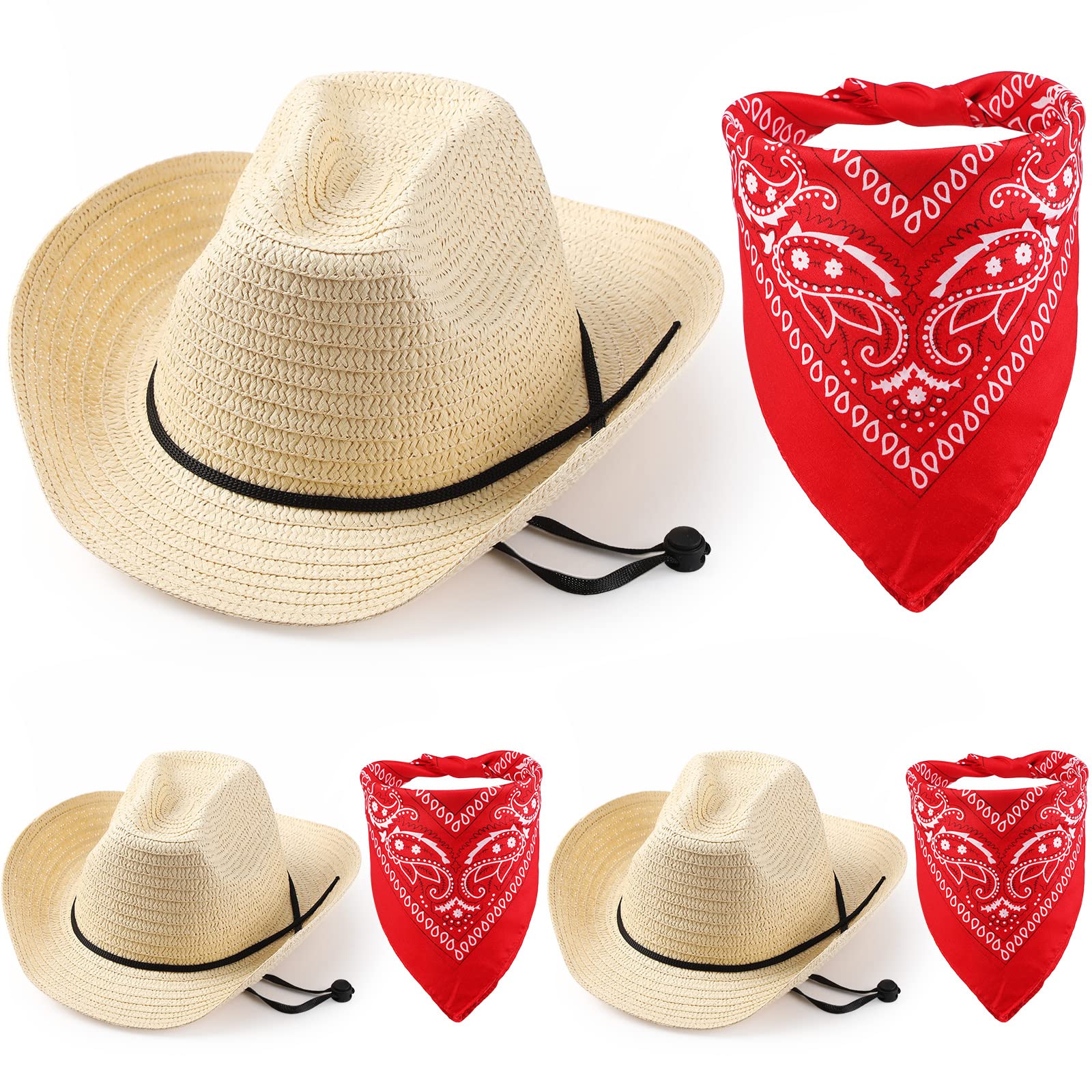 Unittype Western Cowboy Hats, Bandanas, and Party Accessories Set (Beige)