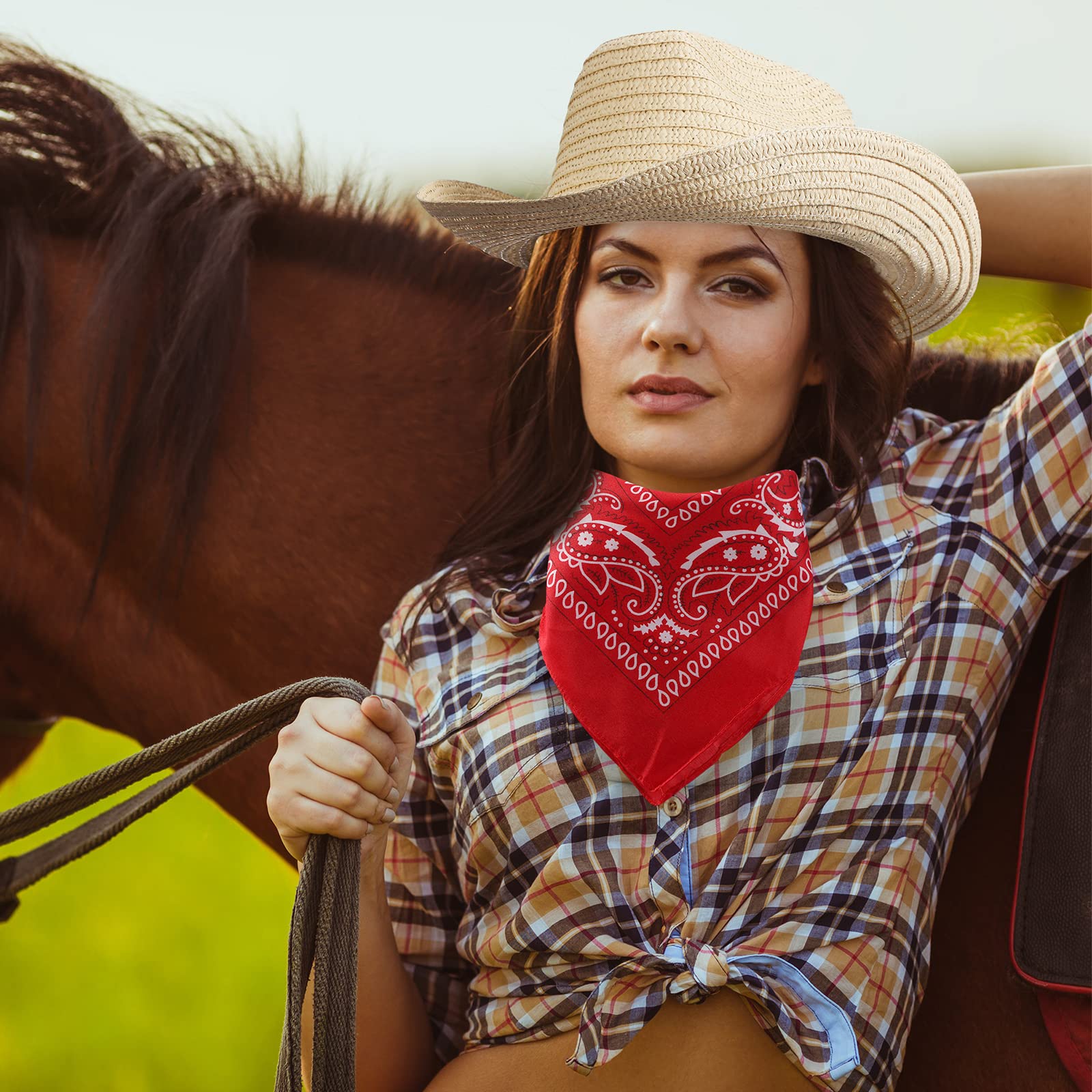 Unittype Western Cowboy Hats, Bandanas, and Party Accessories Set (Beige)