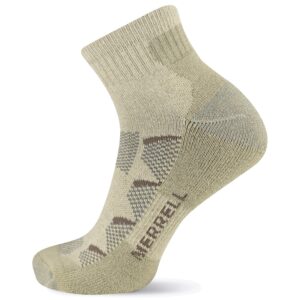 merrell unisex-adult's moab hiking mid cushion socks-1 pair pack-coolmax moisture wicking & arch support, ankle-oatmeal, m/l (men's 9.5-12 / women's 10-13)