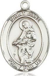 EXTEL Medium Oval Pewter St. Jane of Valois Medal, Made in USA