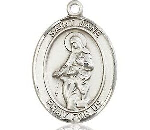 EXTEL Medium Oval Pewter St. Jane of Valois Medal, Made in USA