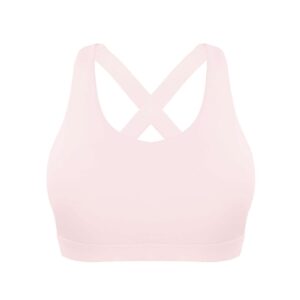 songful Sports Bras for Women, Medium Support Cami Bras No Underwire Seamless Bras with Removable Pads Light Pink