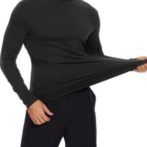 SIMIYA Mens Turtleneck Long Sleeve Shirts, Slim Fit Thermal Turtleneck for Men Basic Lightweight Thermal Underwear Top Black