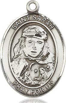 EXTEL Large Oval Pewter St. Sarah Medal, Made in USA