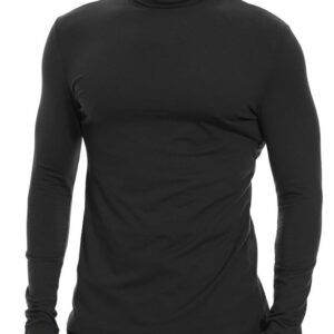 SIMIYA Mens Turtleneck Long Sleeve Shirts, Slim Fit Thermal Turtleneck for Men Basic Lightweight Thermal Underwear Top Black