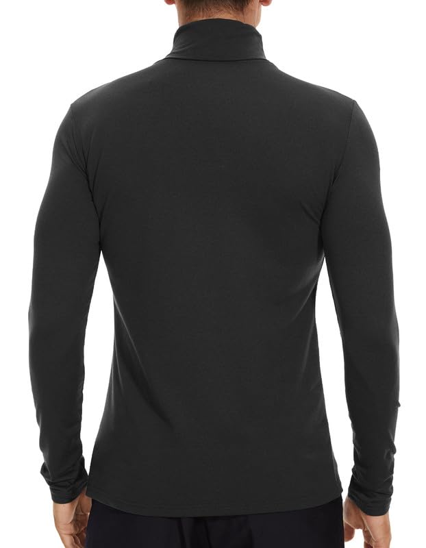 SIMIYA Mens Turtleneck Long Sleeve Shirts, Slim Fit Thermal Turtleneck for Men Basic Lightweight Thermal Underwear Top Black