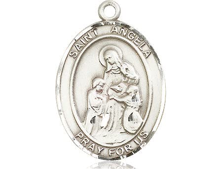 Extel Large Oval Pewter St. Angela Merici Medal, Made in USA