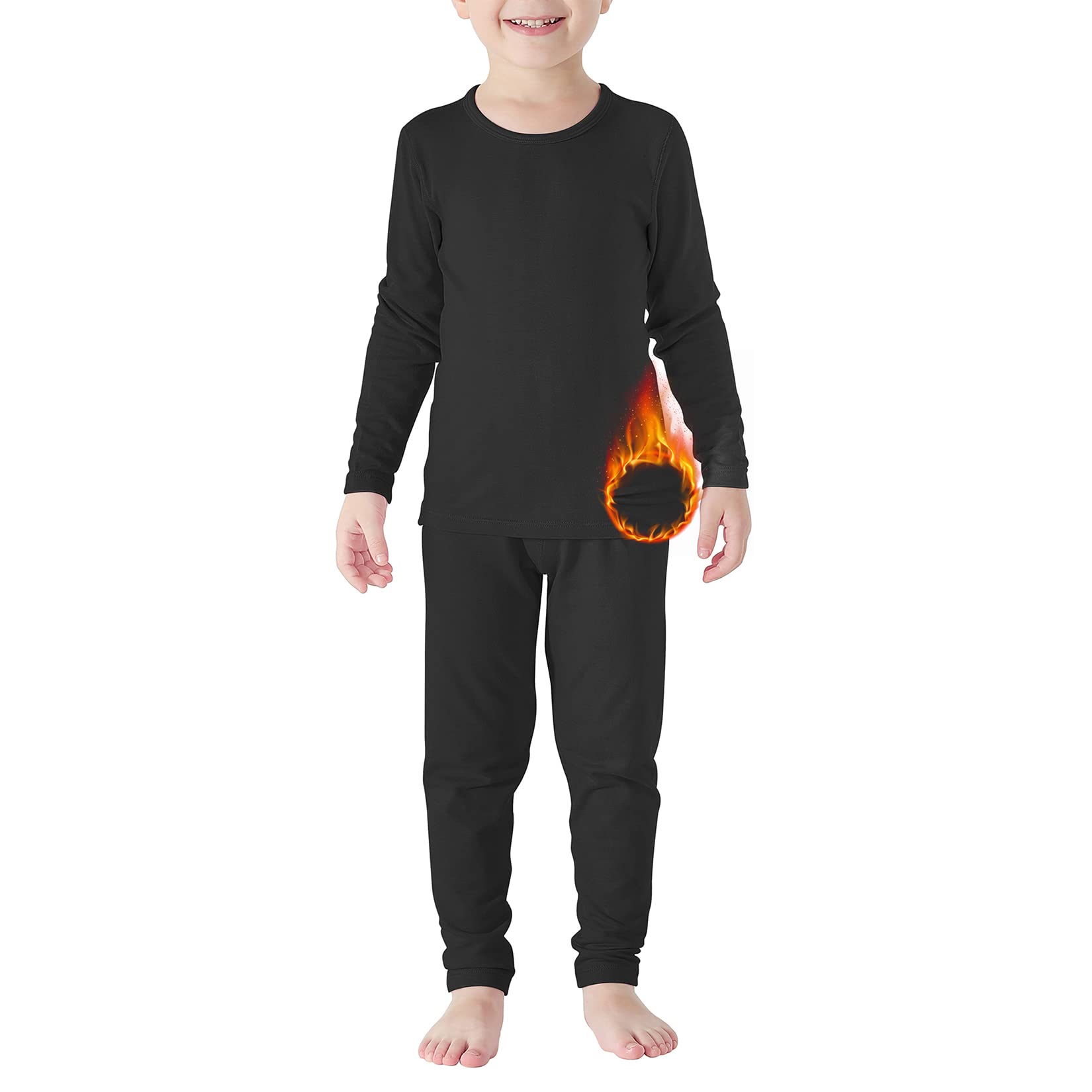 Century Star Kids Thermal Underwear Long Johns for Boys Girls Base Layer Toddler Thermal Set Ultra Soft Black Medium (90) /2T-3T