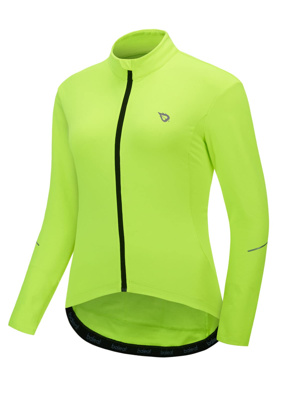 BALEAF Women's Thermal Cycling Jersey Long Sleeve Winter 4 Pockets Bike Fleece Jackets Windproof Cold Weather Fluorescent Yellow XXL