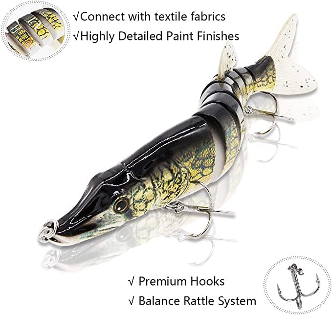 Northern-Pike-Lures-Multi-Jointed-Swimbaits-Fishing-Lure 5" 8" inch for Musky Lake Trout Fishing Tackle