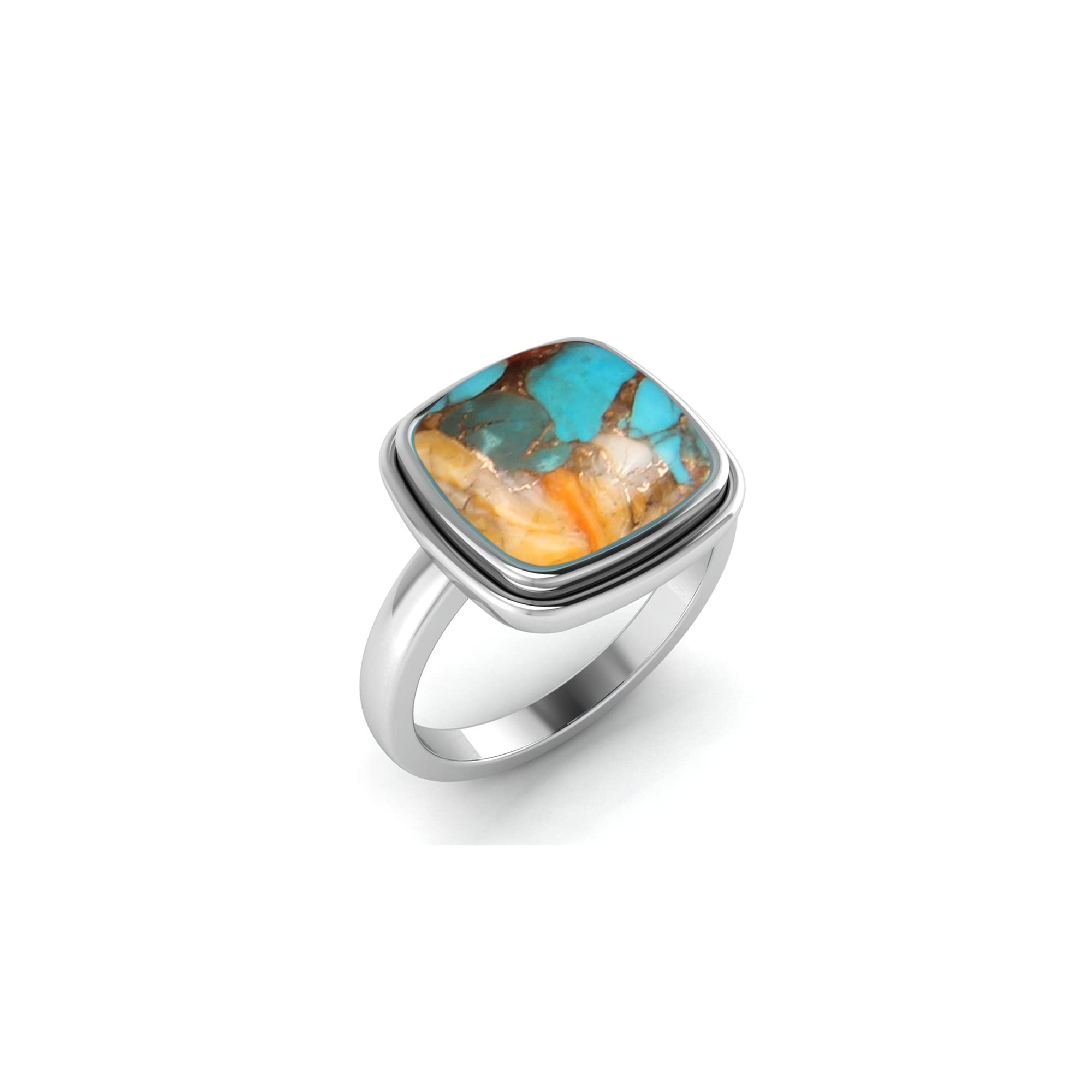 DHRUVANSH CREATIONS Mojave Copper Oyster Turquoise Solid 925 Sterling Silver Ring, Handmade Ring, Birthday, Wedding, Anniversary, Birthstone, Gifts For Her, (9)