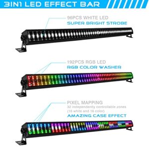 OPPSK LED Stage Wash Light Bar - 100W 288LEDs RGBW DJ Light Bar with Chasing Function Pixel Mapping Strobe Lighting Effects Uplights for Events Concert Music Live Show Wedding Party Stage Lighting