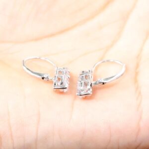 Three Stone Lever Back Cubic Zirconia Stone Daily Wear Drop Dangle Earrings for Women 925 Sterling Silver