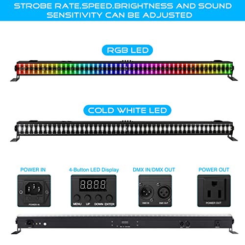 OPPSK LED Stage Wash Light Bar - 100W 288LEDs RGBW DJ Light Bar with Chasing Function Pixel Mapping Strobe Lighting Effects Uplights for Events Concert Music Live Show Wedding Party Stage Lighting