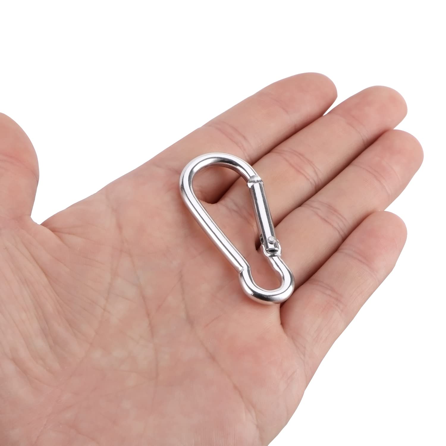 70pcs Small Carabiner Caribeaner Clip 1.9" Aluminum D Shape Buckle Spring Snap Hooks for Outdoor Camping Fishing, Hiking, Traveling, Backpack, Silver