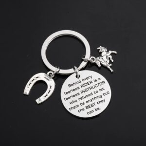 BAUNA Riding Instructor Thank You Key Ring Behind every Fearless Rider is a Fearless Instructor Horse Coach Gift (Horse Instructor Keychain)