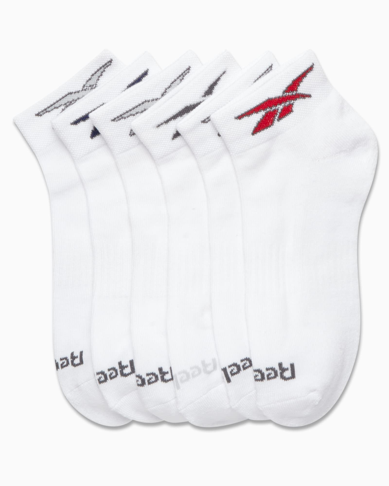 Reebok Men's Quarter Socks - 6 Pack Cushion Quarter Cut Ankle Socks for Men - Breathable Men's Athletic Socks (Size 6-12.5), Size 6-12.5, White Logo