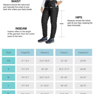 BALEAF Women's Down Pants Winter Ultralight Water Resistance Ski Snow Puffer Pants Packable Warm Trousers Black Medium