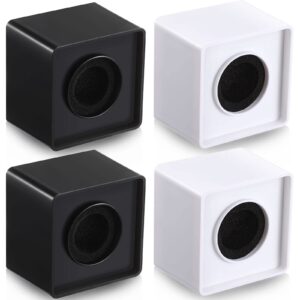 4 pcs microphone flag station portable square cube shaped mic flags abs foam microphone flag microphone accessories for interview ktv reporter host (white, black)