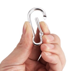 70pcs Small Carabiner Caribeaner Clip 1.9" Aluminum D Shape Buckle Spring Snap Hooks for Outdoor Camping Fishing, Hiking, Traveling, Backpack, Silver