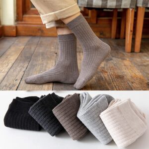 Hidden Piece Men's Classic Casual Cotton Socks - 5 Pairs in Black, White, Dark Grey, Light Grey, Brown (CMAXISNCS15)