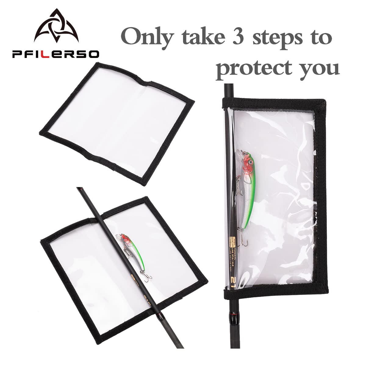 PFILERSO Fishing Lure Wraps 12PCS Clear See-Through PVC Fishing Lure Covers Protect Children Pets and Fishermen Safe from Sharp Hook Transparent Lures Fishing Bait Hook Storage 6L+6M (12Pcs（6L+6M）)