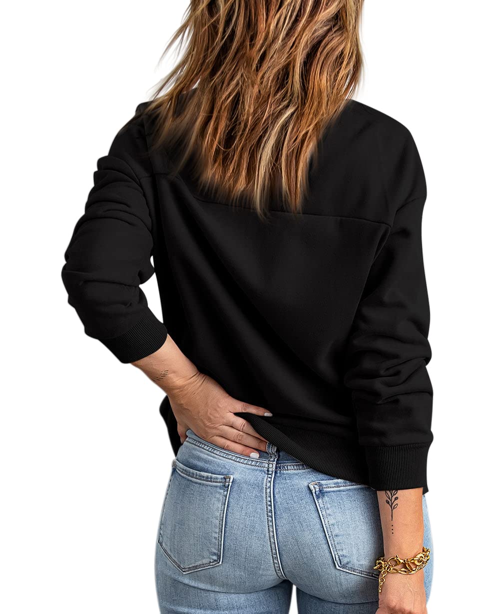 GeGekoko Womens Zip Up Sweatshirts Jackets Long Sleeve Casual Loose Outwear with Pockets Black