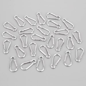 70pcs Small Carabiner Caribeaner Clip 1.9" Aluminum D Shape Buckle Spring Snap Hooks for Outdoor Camping Fishing, Hiking, Traveling, Backpack, Silver