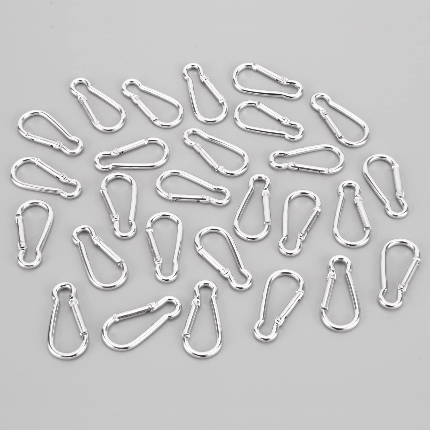 70pcs Small Carabiner Caribeaner Clip 1.9" Aluminum D Shape Buckle Spring Snap Hooks for Outdoor Camping Fishing, Hiking, Traveling, Backpack, Silver