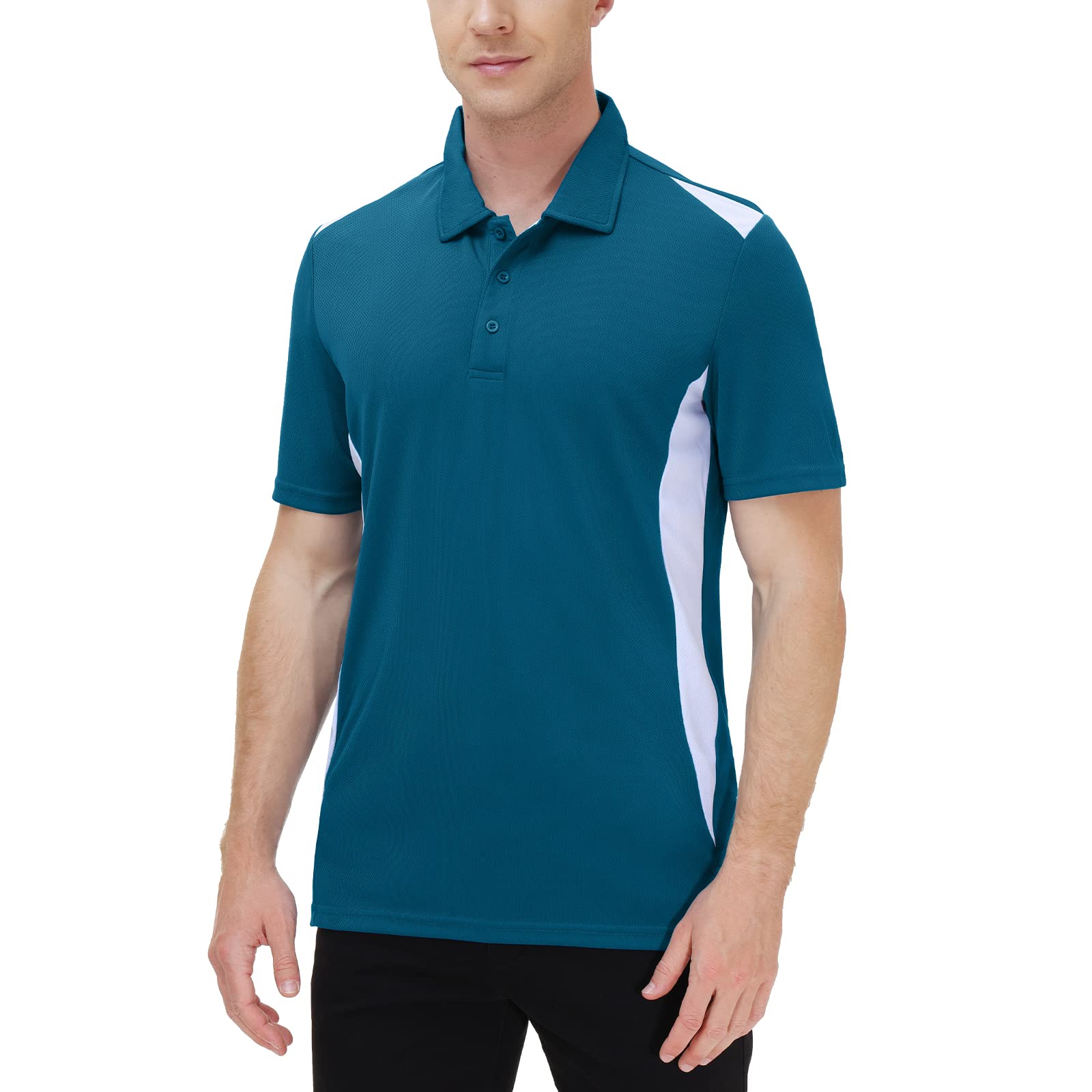 TIHEEN Men's Big & Tall Short Sleeve Moisture Wicking Performance Golf Polo Shirts(6XL,Blue)