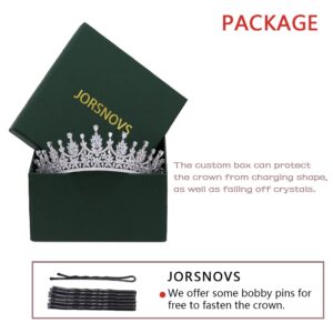 Jorsnovs Bride Tiara Wedding Crowns for Women Cubic Zirconia Bridal Silver CZ Birthday Princess Quinceanera Corona Headpieces