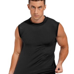 iiniim Muscle Tanks for Men Summer Sleeveless T Shirt Mock Turtleneck Undershirt Pullover Thermal Tops Black 3X-Large