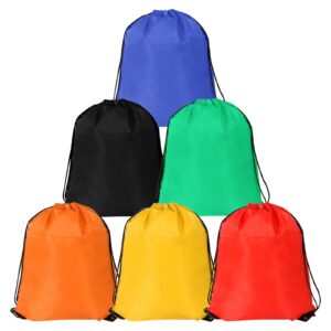 6PCS Drawstring Backpack String Bag Beach Daypack Bags Bulk X-Large Sports Cinch Sack Gym String Bags Machine Washable