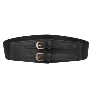 Kajeer Elastic Wide Waist Belt Women - Vintage Cinch Belts Women Wide Stretchy Belt for Dresses(M,Black)