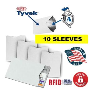 Semper Paratus Gear TYVEK Credit Card Sleeves Protectors 100% MADE IN USA - For Travel wallet or purse. RFID Blocking 13.56 Blank White SPG-TYVEK-RFID-CCP Semper Paratus