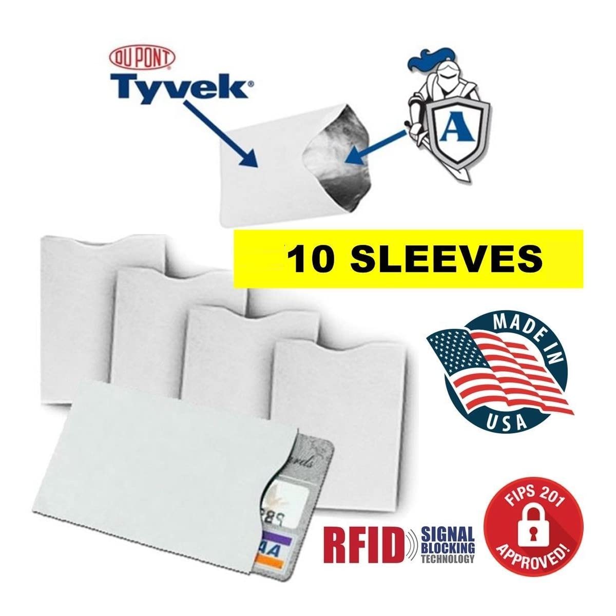 Semper Paratus Gear TYVEK Credit Card Sleeves Protectors 100% MADE IN USA - For Travel wallet or purse. RFID Blocking 13.56 Blank White SPG-TYVEK-RFID-CCP Semper Paratus