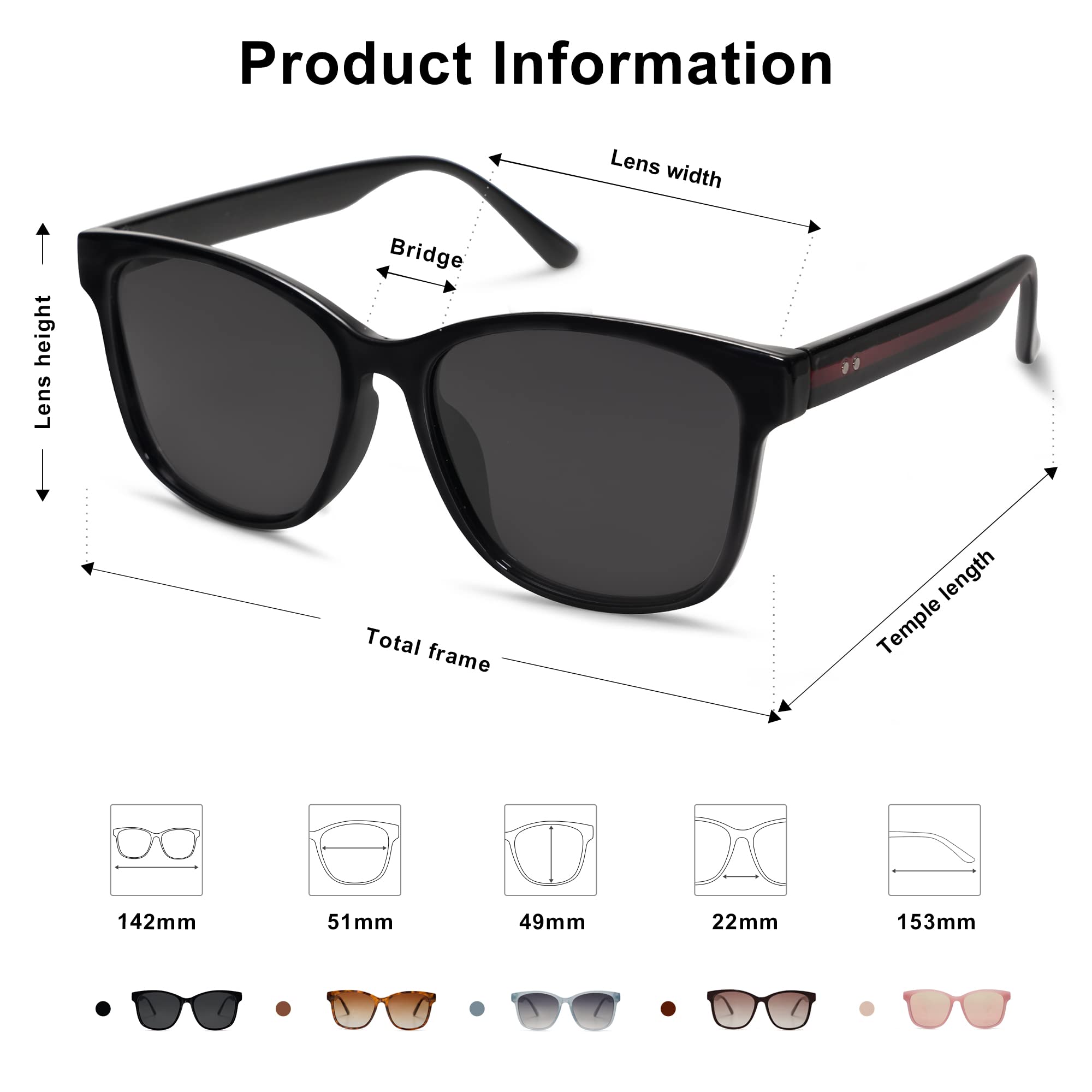 SOJOS Polarized Sunglasses Womens Mens Trendy Square Vintage Shades SJ2203,Black/Grey